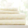 Linen Market 4 Piece Sheet Set Patterned, King, Wheatfield Ivory