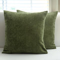 Encasa Thick Chenille Throw Pillow Covers Set Of 2 | Moss - (24X24) (60X60 Cm) | Decorative Accent Square Throw Pillow Cases For