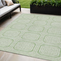 5 X 8 Mint Green And Ivory Geometric Washable Indoor Outdoor Area Rug