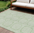 9 X 12 Mint Green And Ivory Geometric Washable Indoor Outdoor Area Rug