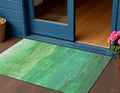 3 X 5 Green And Teal Blue Striped Washable Indoor Outdoor Area Rug