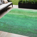 5 X 8 Green And Teal Blue Striped Washable Indoor Outdoor Area Rug