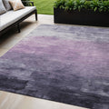5 X 8 Lavender And Lilac Striped Washable Indoor Outdoor Area Rug