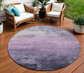 8 Lavender And Lilac Round Striped Washable Indoor Outdoor Area Rug