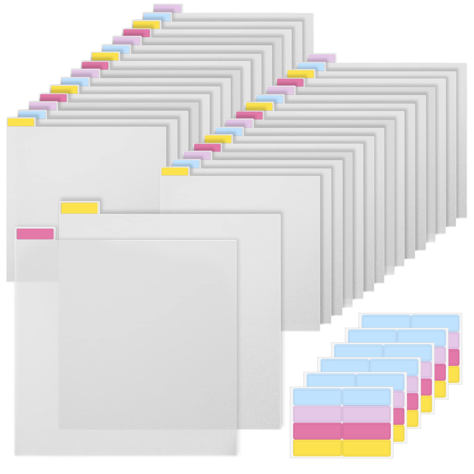 Caydo 32 Pieces Scrapbook Tabbed Dividers Plastic Scrapbook Paper Dividers With 48 Pieces Sticky Index Tabs For Dividing 12 X 12