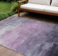 10 X 14 Lavender And Lilac Striped Washable Indoor Outdoor Area Rug