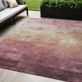 5 X 8 Mauve And Pink Striped Washable Indoor Outdoor Area Rug