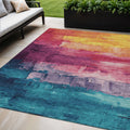 5 X 8 Merlot And Blush Abstract Washable Indoor Outdoor Area Rug
