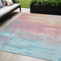 5 X 8 Salmon And Beige Abstract Washable Indoor Outdoor Area Rug
