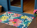 3 X 5 Blush And Pink Floral Washable Indoor Outdoor Area Rug