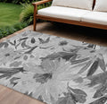 8 X 10 Gray And Charcoal Floral Washable Indoor Outdoor Area Rug