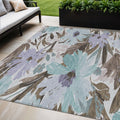 5 X 8 Taupe And Lilac Floral Washable Indoor Outdoor Area Rug