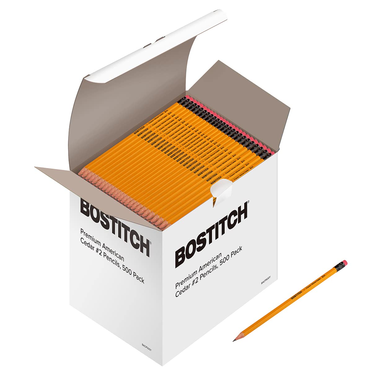 Bostitch Office Premium #2 Pencils, American Cedar Wood, Pre-Sharpened, Hb Graphite, 500-Pack