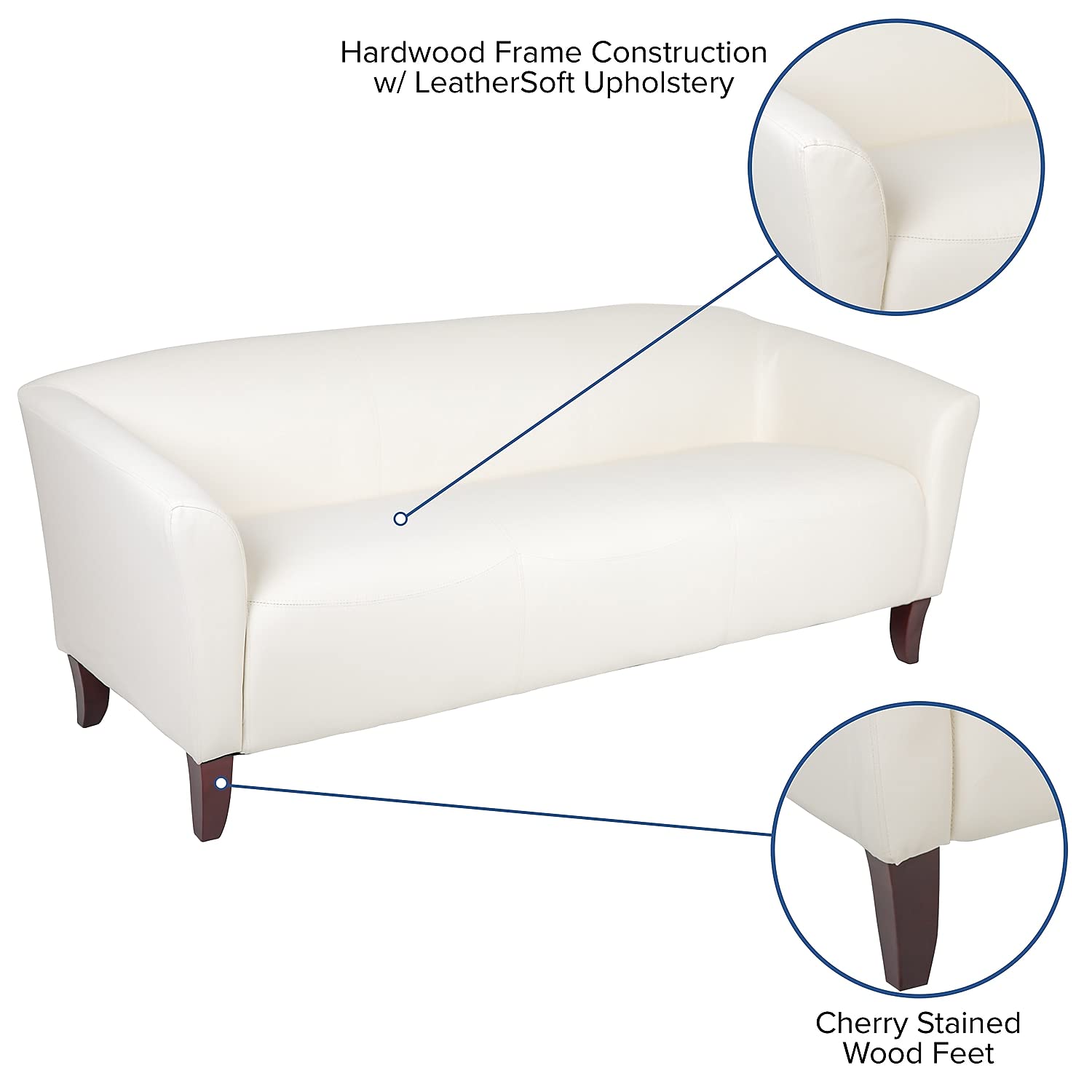 Flash Furniture HERCULES Imperial Series Ivory LeatherSoft Sofa