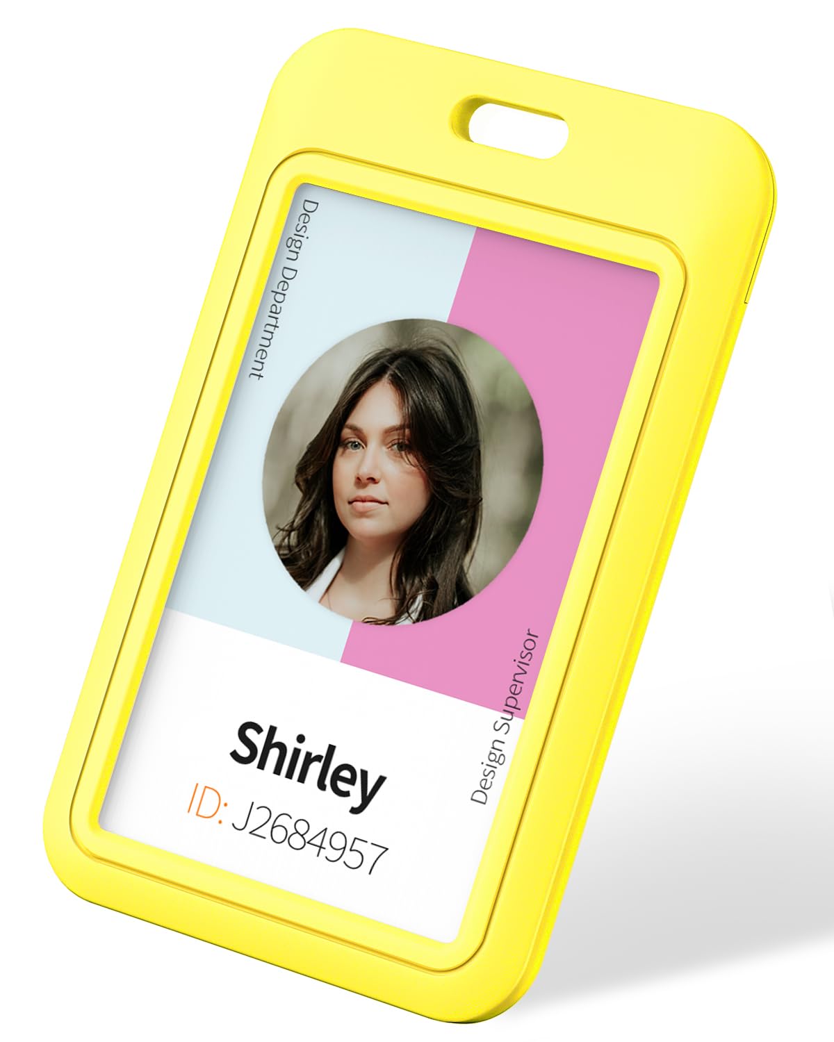 Uniclife 3 Pack Sliding Id Badge Holder Vertical Hard Plastic Case With Clear Window Yellow Card Protector Pouch For Office Scho