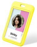 Uniclife 3 Pack Sliding Id Badge Holder Vertical Hard Plastic Case With Clear Window Yellow Card Protector Pouch For Office Scho