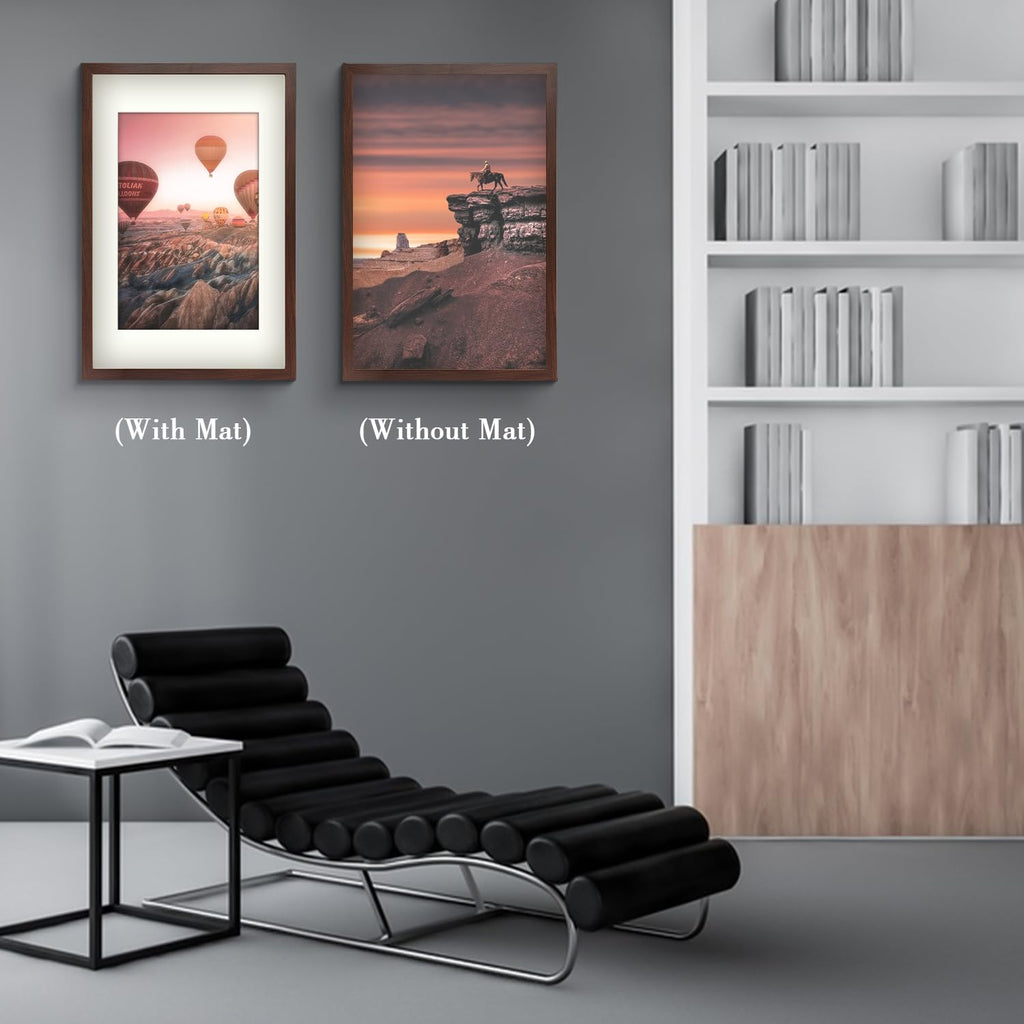 Golden State Art, 16X24 Picture Frame With Mat For 12X18 - High Definition Glass Wall Mounting Horizontal Vertical Display (Brow