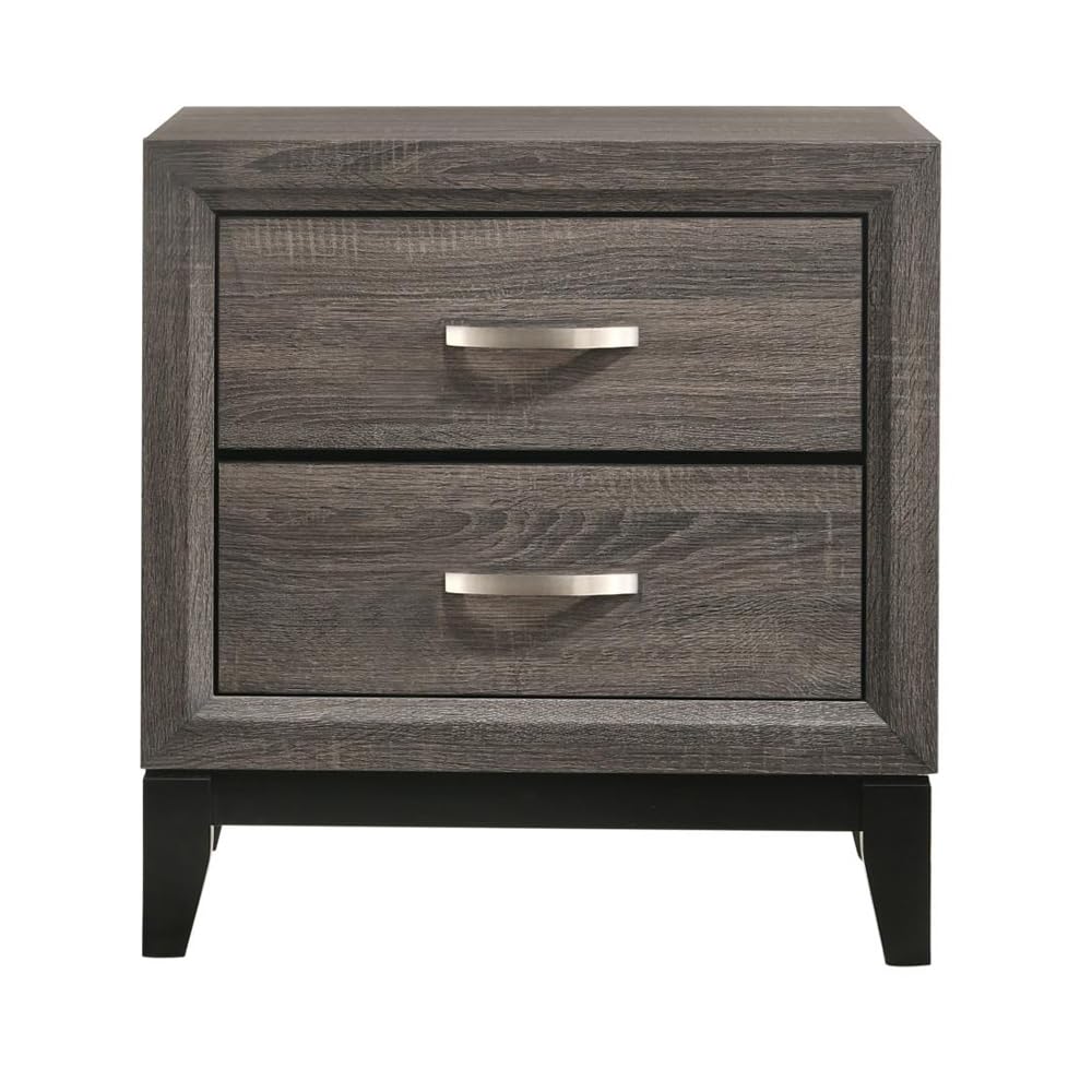 Coaster Home Furnishings Watson 2 Drawer Bedroom Nightstand Transitional Style Bedside Table Storage Drawers Grey Oak and Black 212422