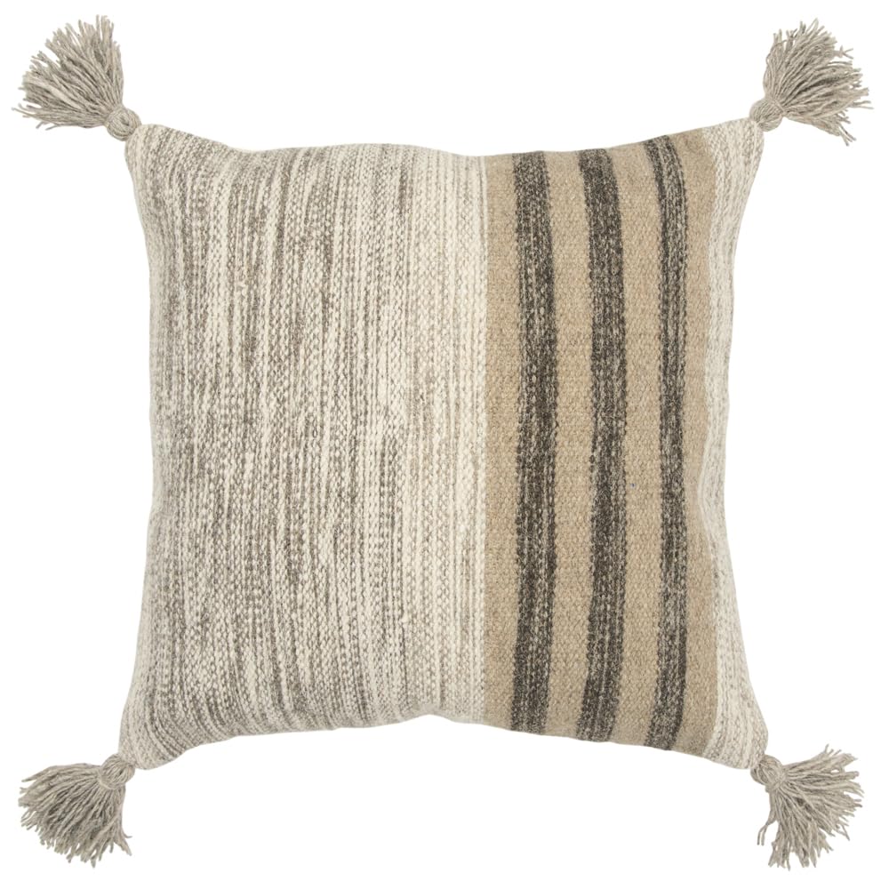 Rizzy Home Decorative Stripe Poly Filled Pillow Brown 20&quot;X20&quot;