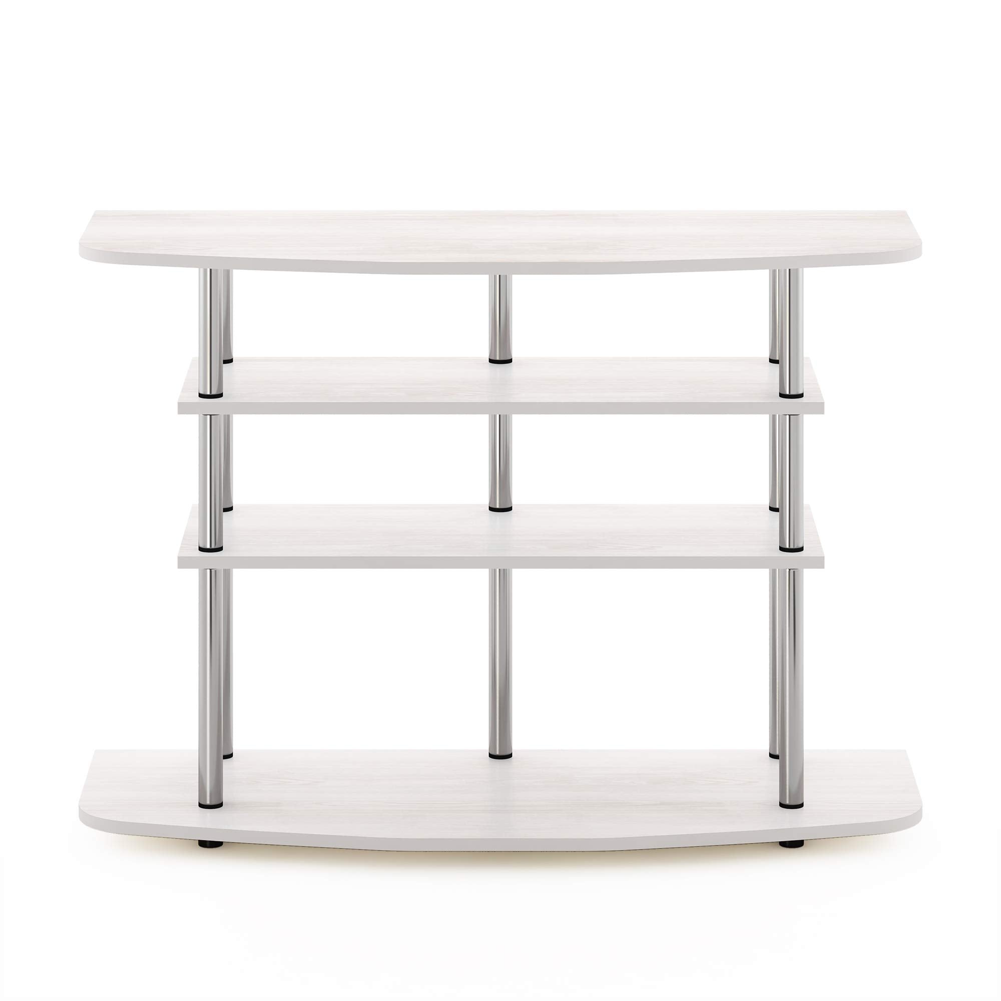 Furinno Frans Turn-N-Tube Tv Stand For Tv Size Up To 43 Inch, 4-Tier, White Oak