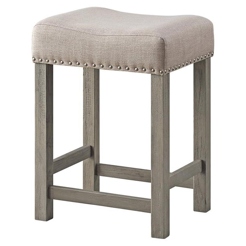 Acme Wandella 4-Piece Wooden Counter Dining Set in White and Rustic Oak