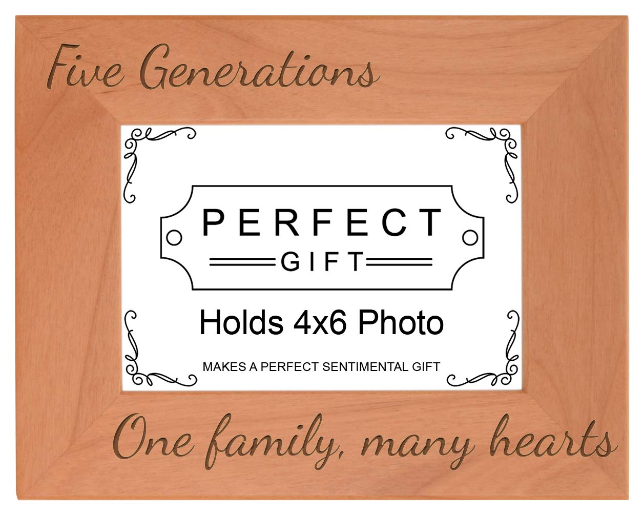 Gifts For All By Rachel Olevia Five Generations One Family Many Hearts Natural Wood Engraved 4x6 Landscape Picture Frame Wood