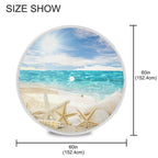 Qilmy Summer Beach Starfish Outdoor Tablecloth 60 Inch Waterproof Round Tablecloth With Umbrella Hole And Zipper For Backyard Pa