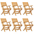 vidaXL Folding Patio Chairs Set of 6 - Solid Teak Wood Outdoor Seating - Scandinavian Style Garden Furniture - 21.7x24.4x35.4