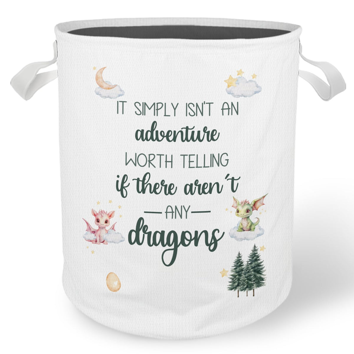 Cilrii Dragon Nursery Laundry Basket Hamper, Toybox for Girls Boys, Fantasy Forest Dragon Waterproof Collapsible Storage Bin Org