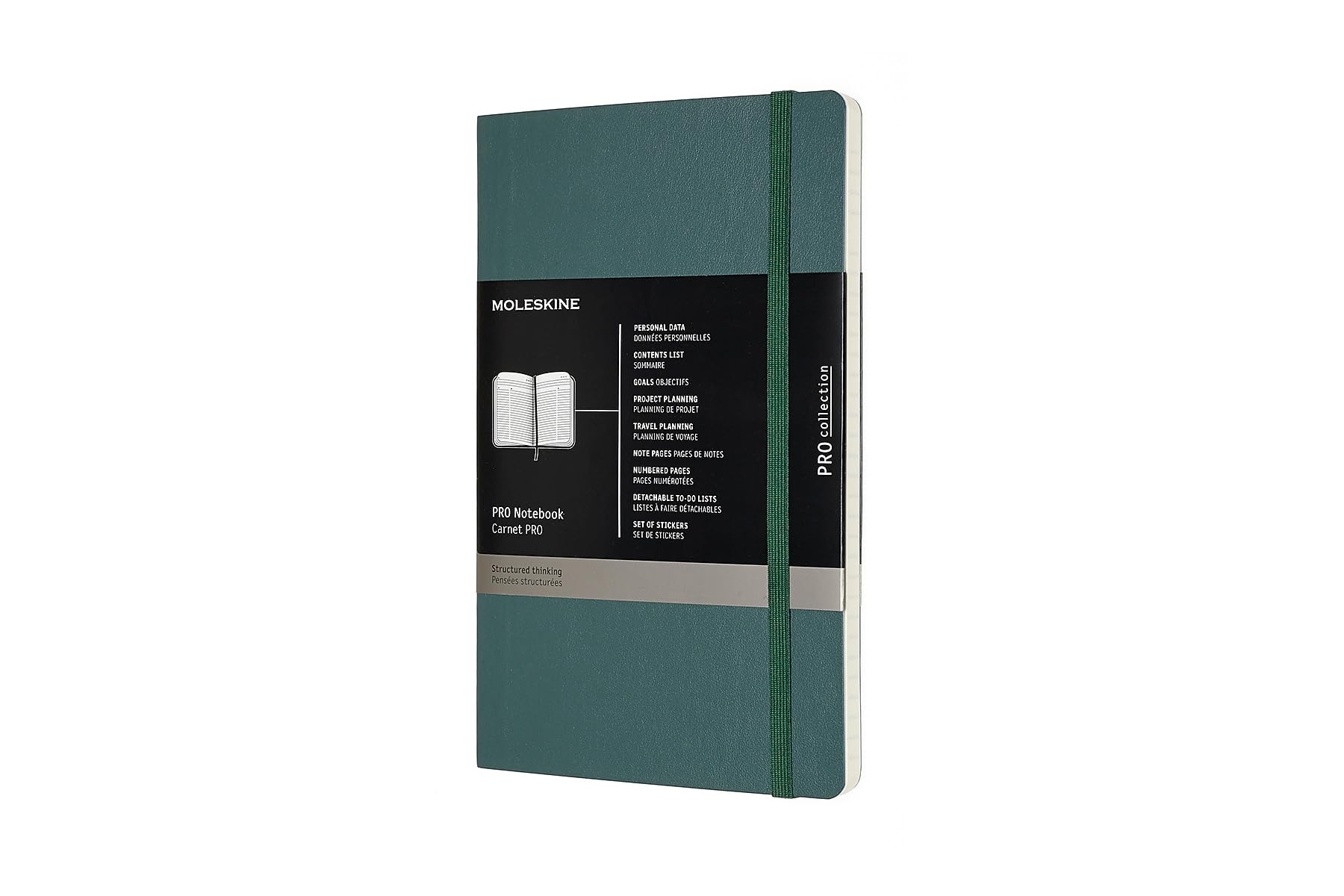 Moleskine Pro Notebook, Soft Cover, Large (5' X 8.25') Professional Project Planning, Forest Green, 192 Pages