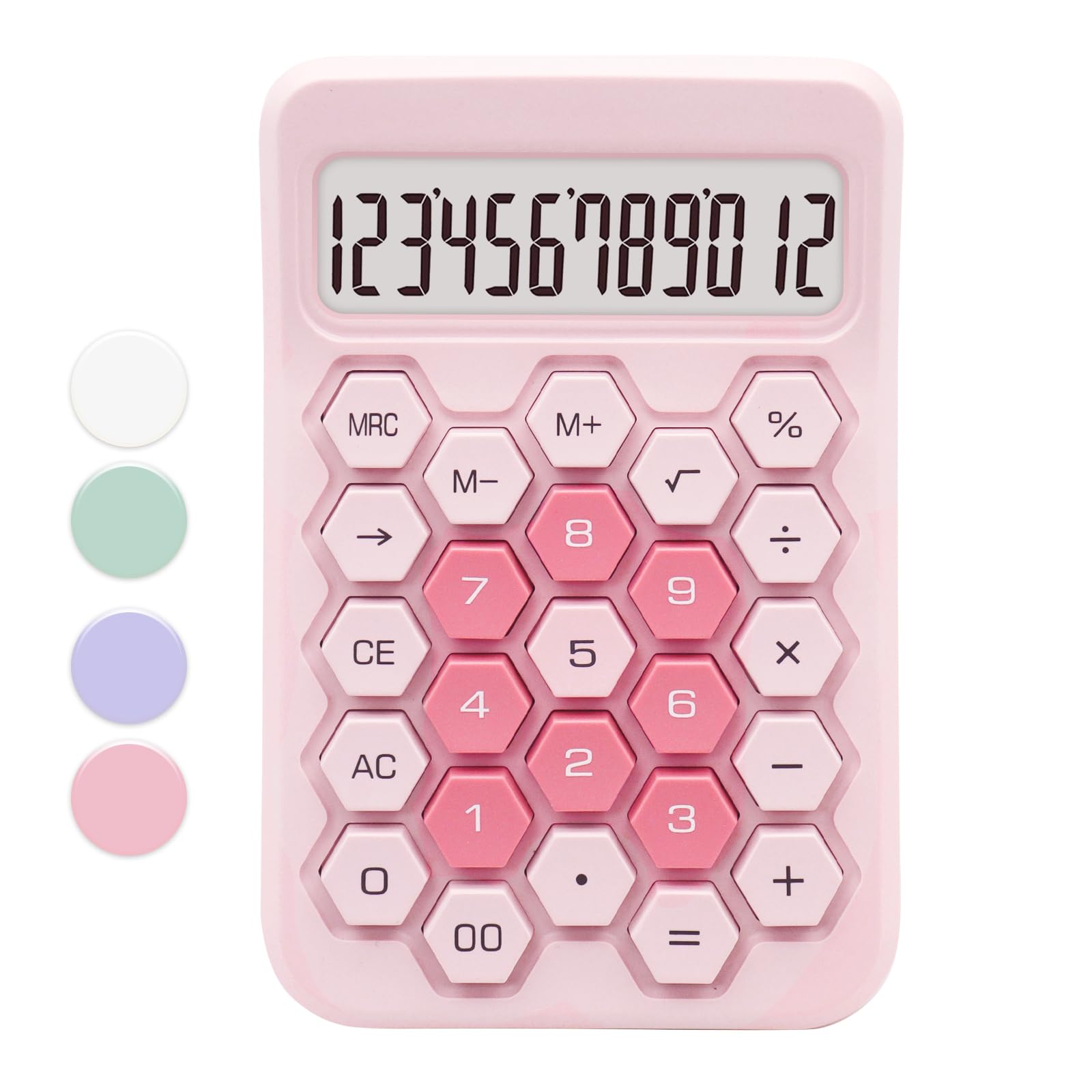 Pink Standard 12 Digit Large Lcd Display Basic Office Calculator - Pink Office Supplies And Desk Accessories - Gifts For Coworke