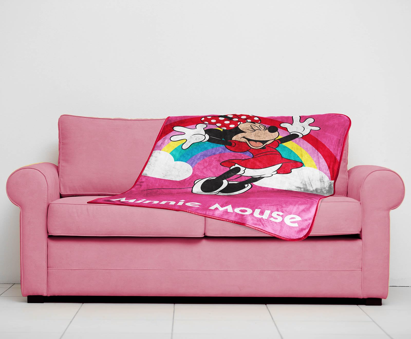 Disney Minnie Mouse Plush Travel Throw Blanket - Measures 40 X 50 Inches - Super Soft & Cozy Rainbow Travel Accessories