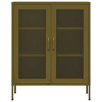 vidaXL Olive Green Steel Storage Cabinet - Sturdy Industrial Design with Adjustable Shelves and Levellers, Easy to Assemble, Perfect for Books and Magazines