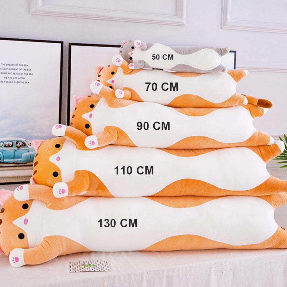Snowolf Cute Cat Plush Long Body Pillow 51 Inch Cat Stuffed Animals Plushie Toy Soft Throw Sleeping Cotton Kitten Pillow Gift Fo