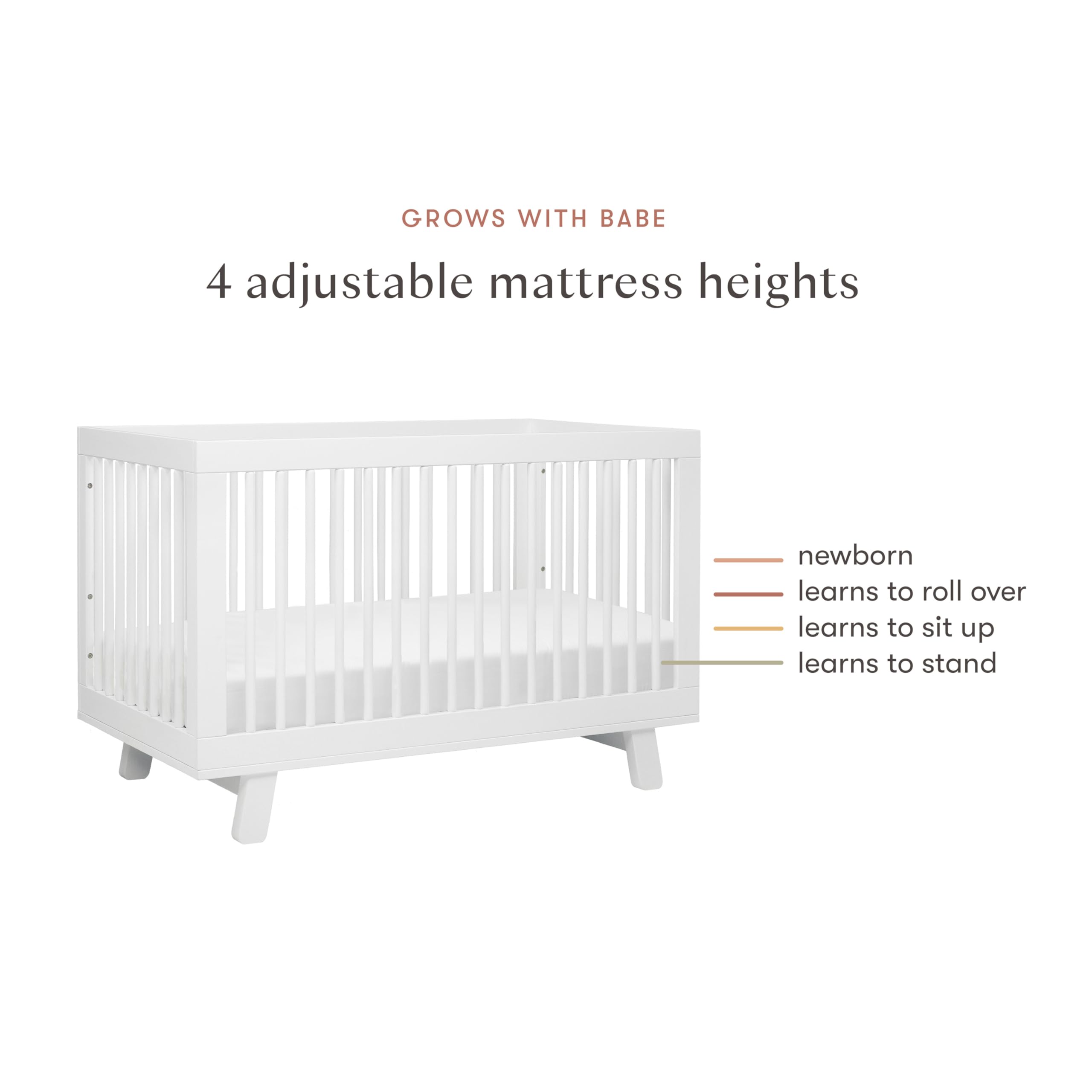 Babyletto Hudson 3-In-1 Convertible Crib With Toddler Bed Conversion Kit In White, Greenguard Gold Certified , 53.75X29.75X35 Inch (Pack Of 1)