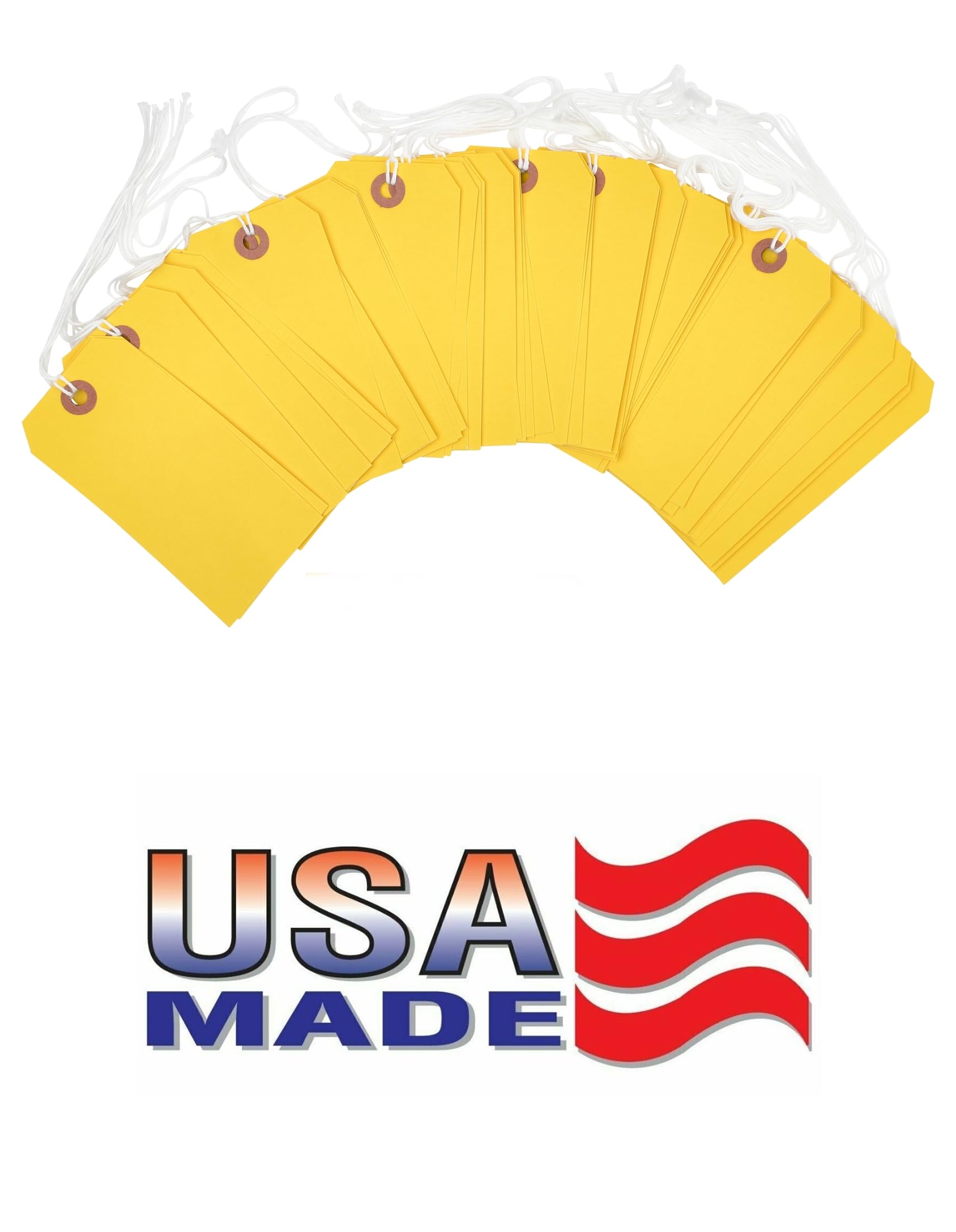 100 Tags 4 3/4' X 2 3/8' Size 5 Yellow Inventory Shipping Hang Tag With String By Gitway