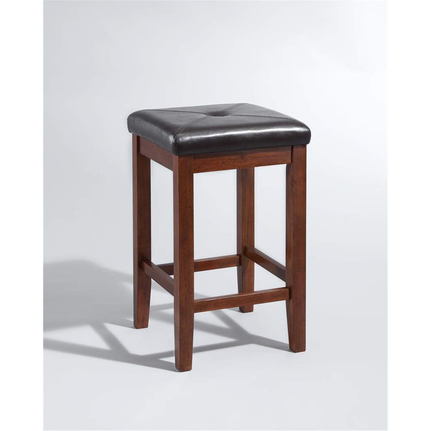 Crosley Upholstered Square Seat Bar Stool With 24&quot; Seat Height - Set Of 2 Vintage Mahogany