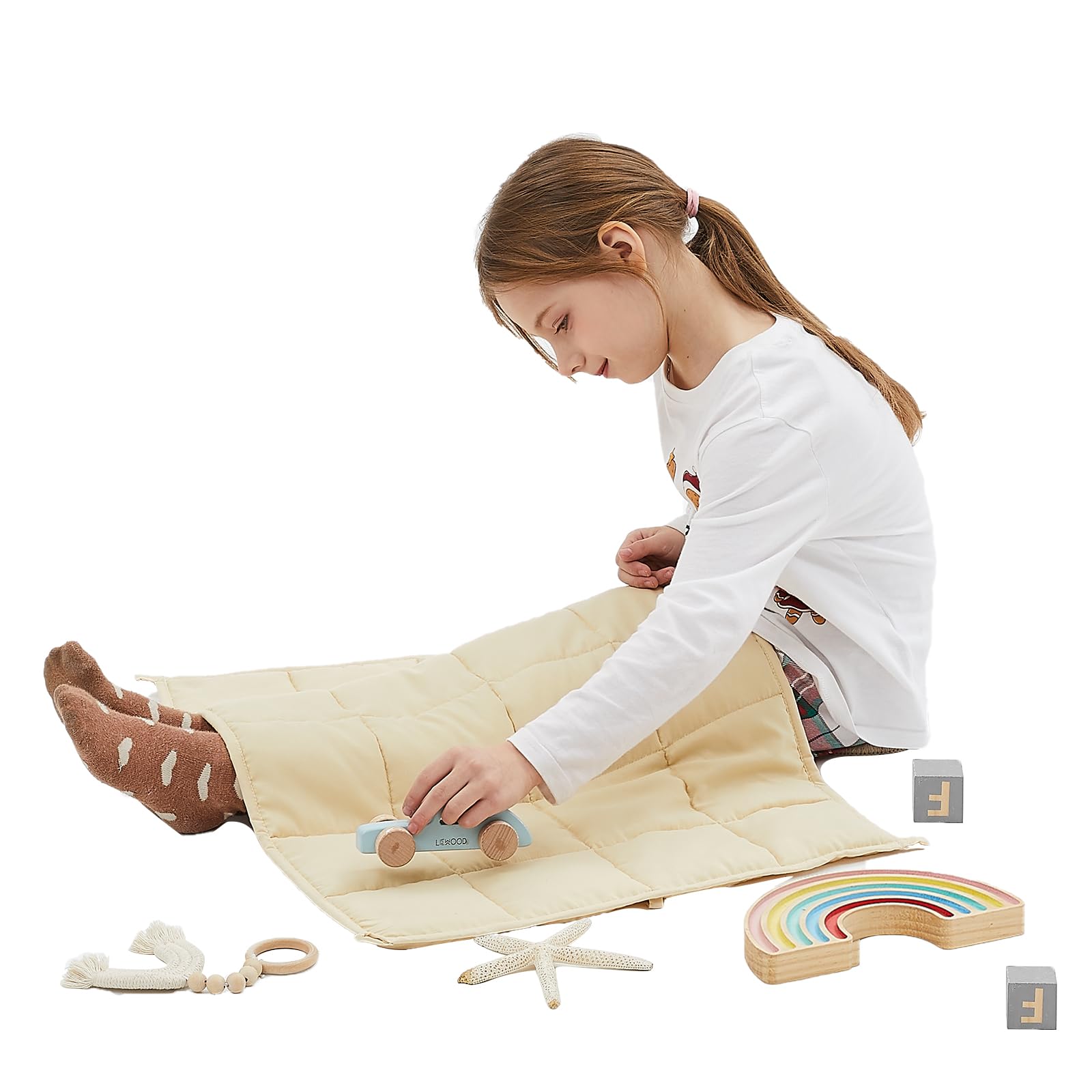HOSUKKO Weighted Blanket - 2 lbs Ivory Heavy Blanket - Small Size Breathable Blanket(20 * 30 inches, 2 lbs)