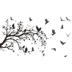 Mefoss Black Tree Branch Wall Stickers Flying Birds Scenery Wall Decal Art Peel And Stick Vinyl Wall Murals Home D  Cor For Livi