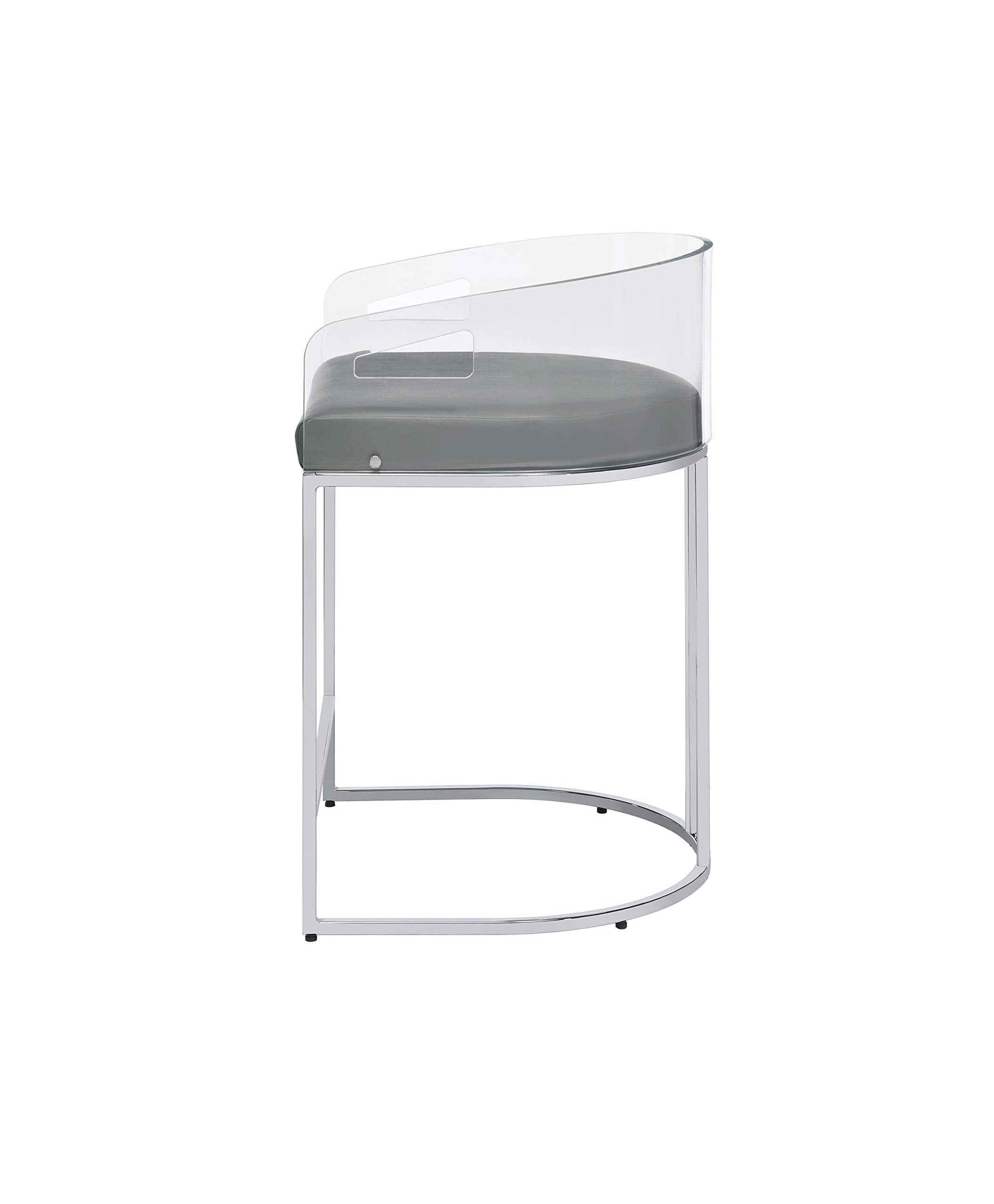 Coaster Home Furnishings Acrylic Back Counter Height Stools Grey and Chrome (Set of 2), 183405