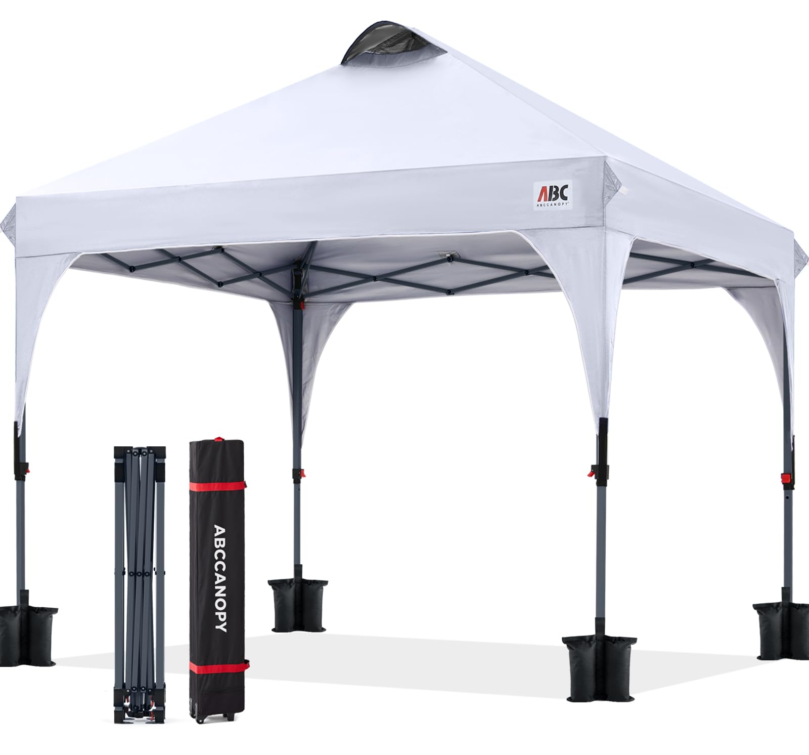 ABCCANOPY Outdoor Pop up Canopy Tent, 8x8 Instant Portable Canopy for Camping, Beach, Backyard,White