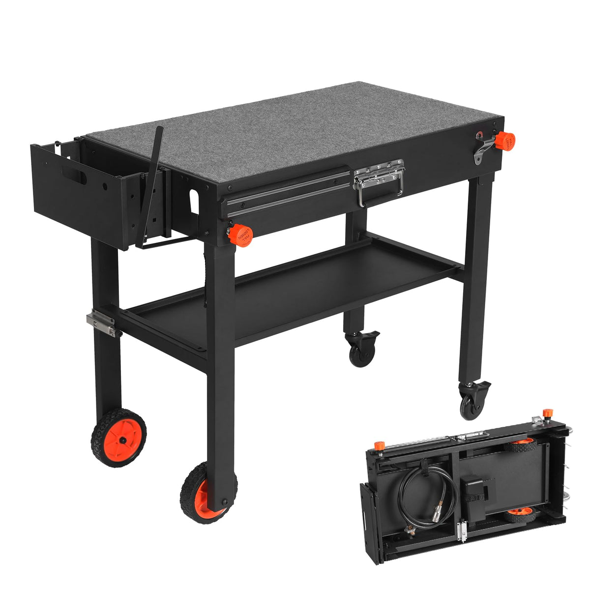Yundasan Portable Outdoor Grill Table, Folding Pizza Oven Stand Solid And Sturdy, 31'W X 17'D Movable Kitchen Cooking Prep Bbq