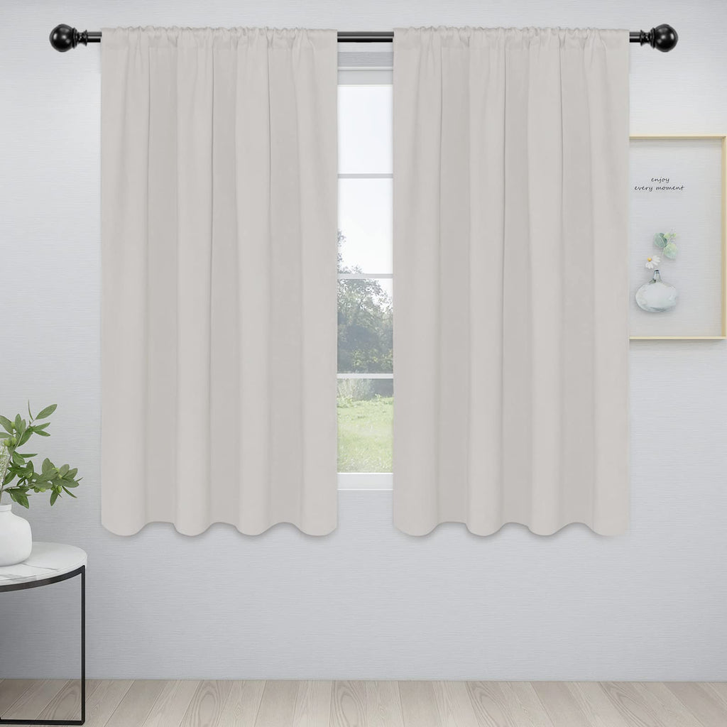 Easy-Going Rod Pocket Blackout Curtains For Bedroom, Room Darkening Window Curtains For Living Room, Thermal Insulated Noise Reduction Solid Window Drapes, 2 Panels (52X63 In, Light Linen)