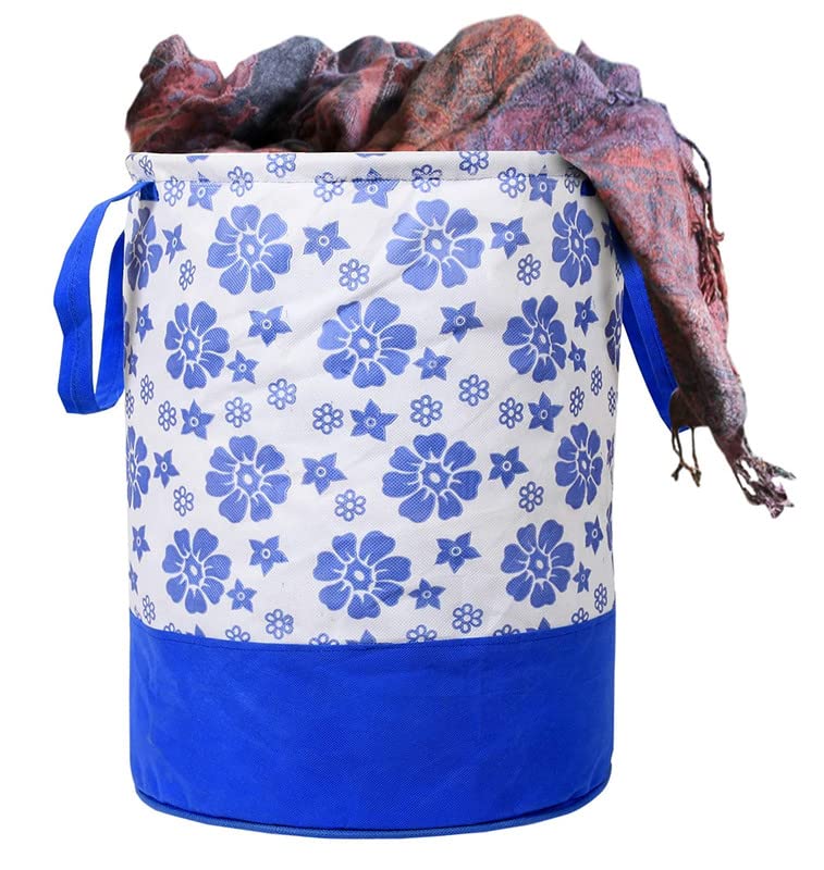 STORE MORE Floral Print 45 L Laundry Bag/Hamper Durable Collapsible Laundry Storage Basket for Dirty Clothes Foldable Bin with S