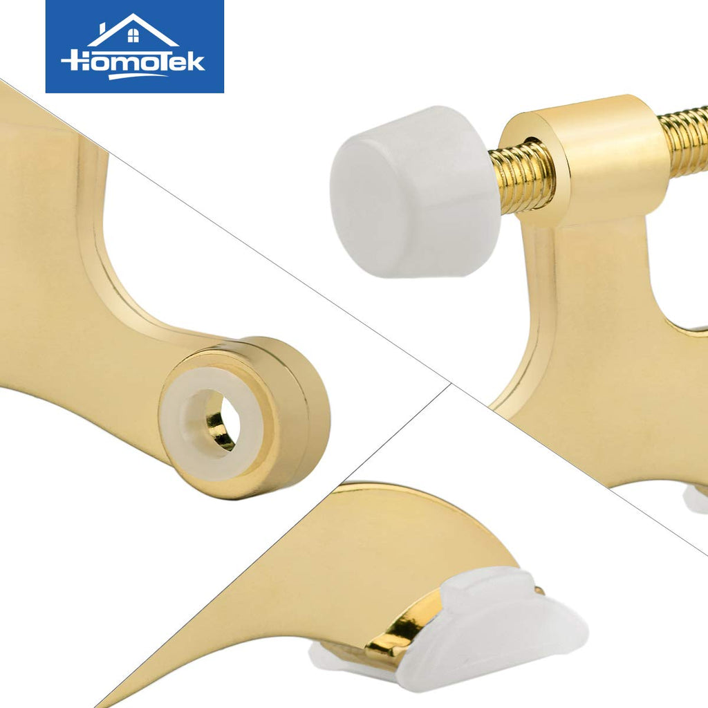 Homotek 20 Pack Hinge Pin Door Stopper, Hinge Stops For Top Of Door, Adjustable Deluxe Heavy Duty Gold Door Stop 2-1/2X1-3/4 Inc
