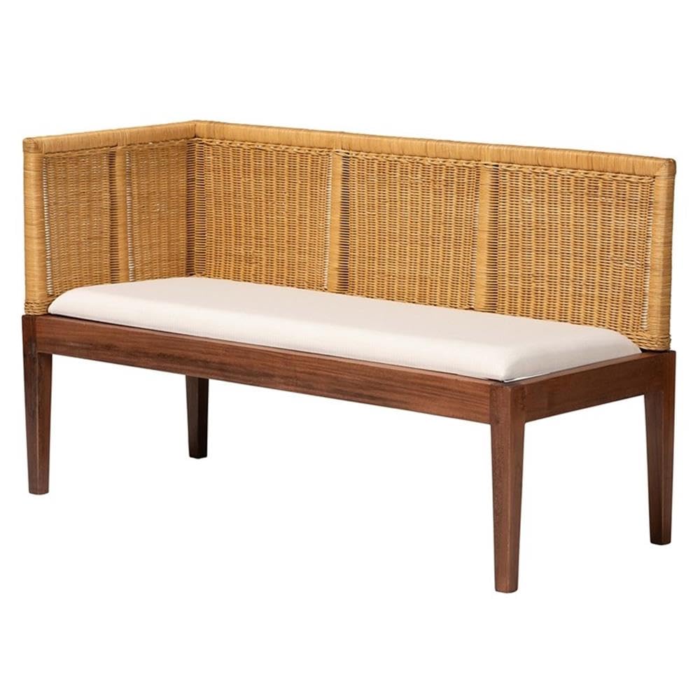 bali & pari Tabanan Brown Rattan Acacia Wood 2-Piece Dining Nook Banquette Set