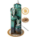 LAMDAWN Unique Cascading Basins Ceramic Waterfall Incense Holder, Paired with a Pack of Backflow Incense Cones. (Blue)
