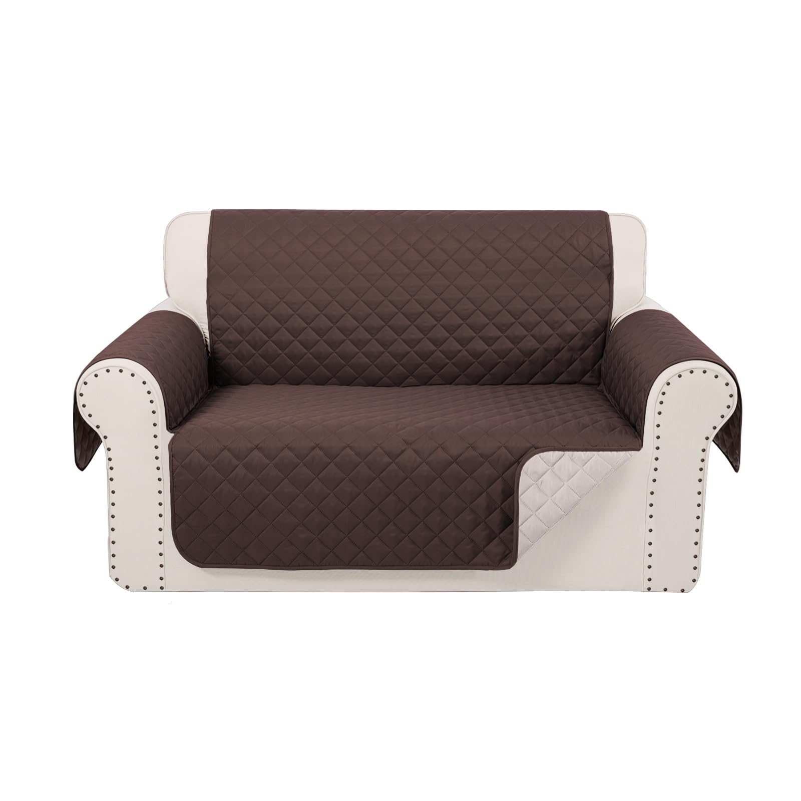Luxshare Home Reversible Loveseat Sofa Covers Couch Cover Furniture Protector(Loveseat,Chocolate/Beige)