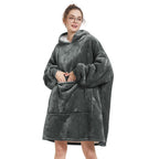Aemilas Wearable Blanket Hoodie - Sherpa Blanket Sweatshirt As Gifts For Men Him,Cozy Warm Hooded Blanket With Giant Pocket(Dark