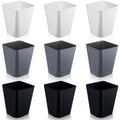 Hoolerry 9 Pieces Garbage Can 2 Gallon Small Trash Cans Bulk Bathroom Trash Bin Plastic Wastebasket Square for Bedroom Slim Bath